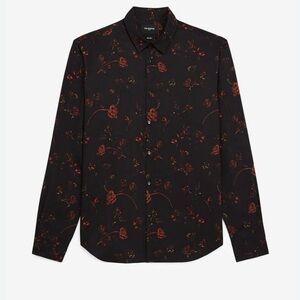 The Kooples Black Floral Button Down Shirt Men’s Size Small Relaxed Long Sleeve
